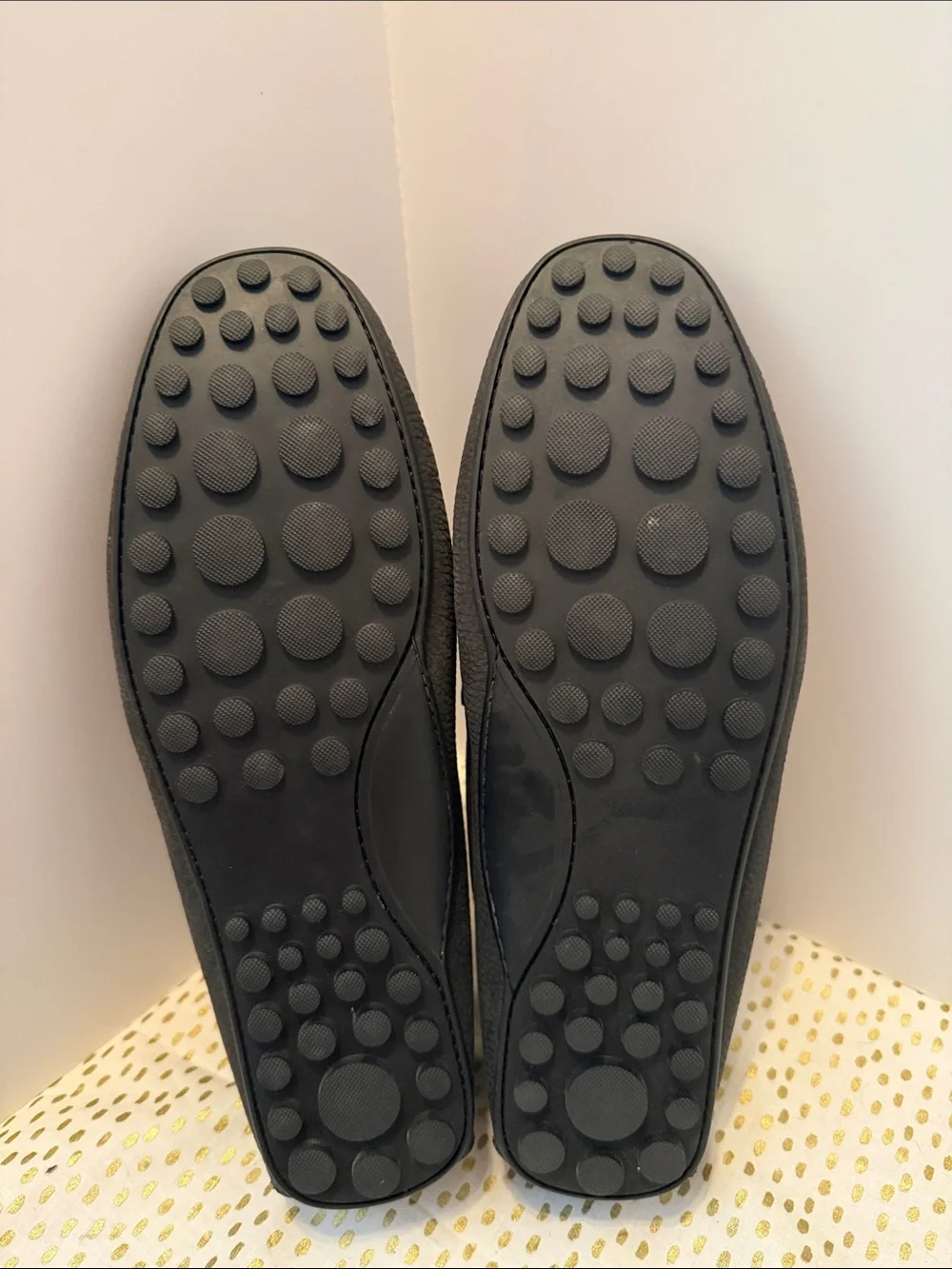 Steve Madden Black Pebbled Leather Slip-On Loafers with Red Stripe